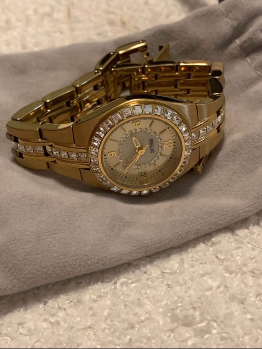 Relic Women's Gold Tone Crystal Bracelet Watch